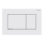 Pulsador serie Sigma30 de Geberit. Doble descarga: blanco mate lacado, revestimiento fácil de limpiar,